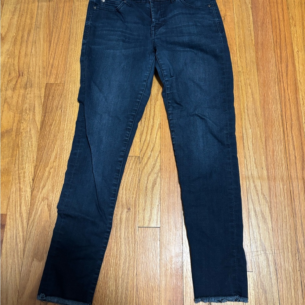 Celebrity Pink Blue Skinny Jeans with Frayed Hem
